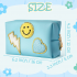 LieToi Preppy Patch Small Toiletry Bag, Smile Lightning Heart PU Leather Portable Waterproof Makeup Cosmetic Bag Daily Use Storage Purse Travel Organizer Compliant Bag for Women Girls